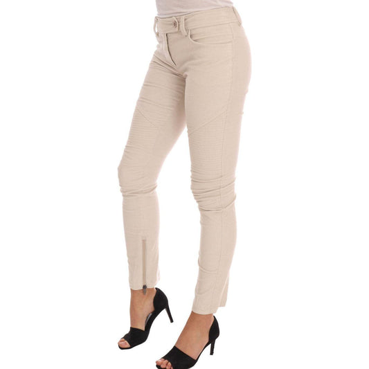 Ermanno Scervino Chic Beige Corduroy Skinny Slim Fit Pants Jeans & Pants Ermanno Scervino Light Gray