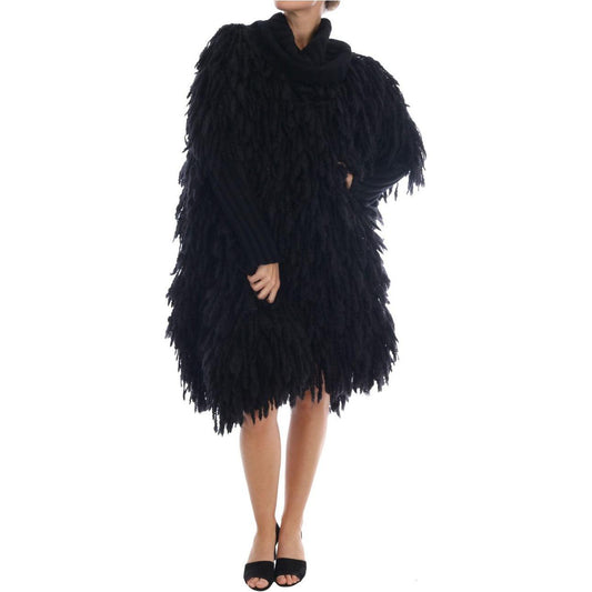 Dolce & Gabbana Black Fringes Wool Pullover Sweater