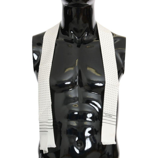 Dolce & Gabbana Elegant Silk Polka Dot Men's Scarf Wrap Silk Scarf Dolce & Gabbana Antique White