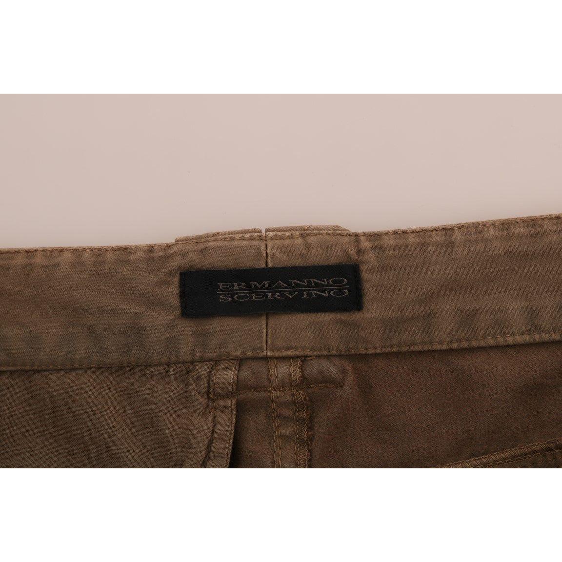 Ermanno Scervino Brown Cotton Casual Slim Fit Pants