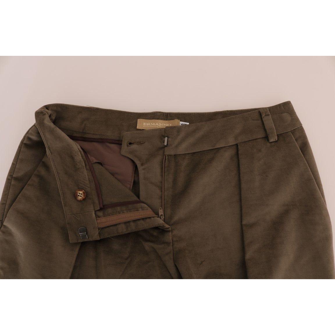 Ermanno Scervino Brown Velvet Bermuda Shorts