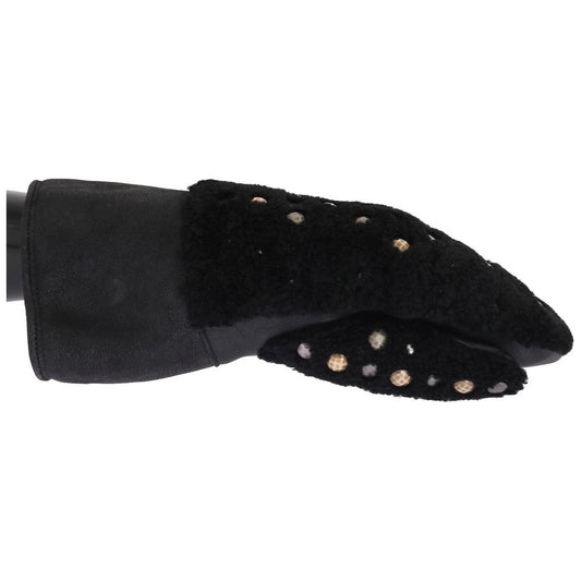 Dolce & Gabbana Studded Black Leather Gentleman's Gloves Dolce & Gabbana Black