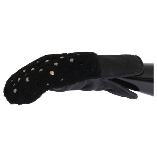 Dolce & Gabbana Studded Black Leather Gentleman's Gloves Dolce & Gabbana Black