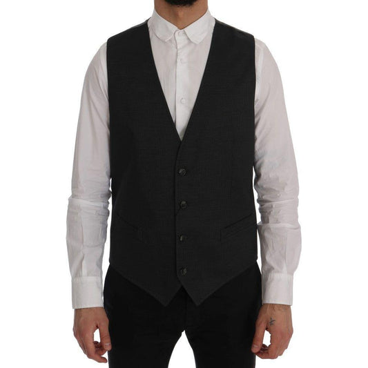 Dolce & Gabbana Elegant Gray Waistcoat Vest Dolce & Gabbana Black