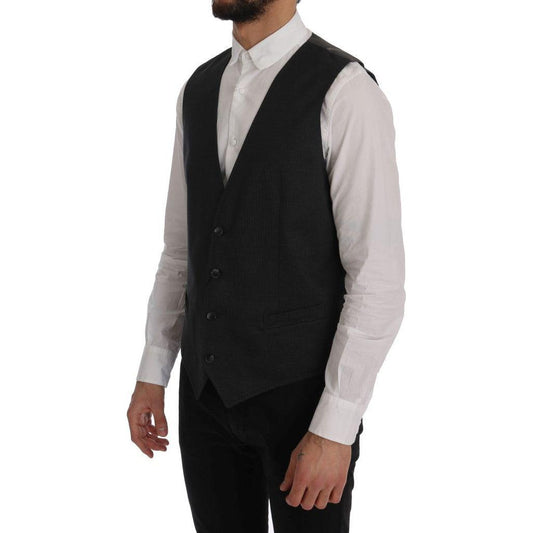 Dolce & Gabbana Elegant Gray Waistcoat Vest Dolce & Gabbana Black