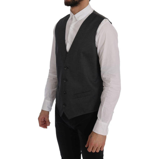 Dolce & Gabbana Sleek Gray Single-Breasted Waistcoat Vest Dolce & Gabbana Dark Slate Gray
