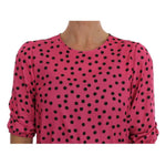 Dolce & Gabbana Pink Polka Dotted Silk Blouse