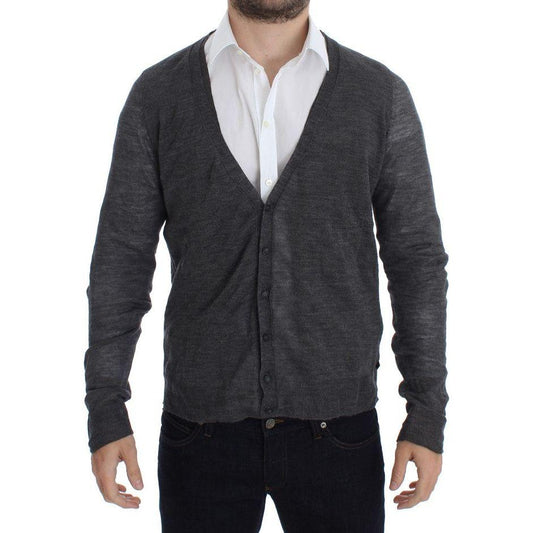 Costume National Elegant Gray Wool Blend Cardigan Sweater Costume National Dark Slate Gray