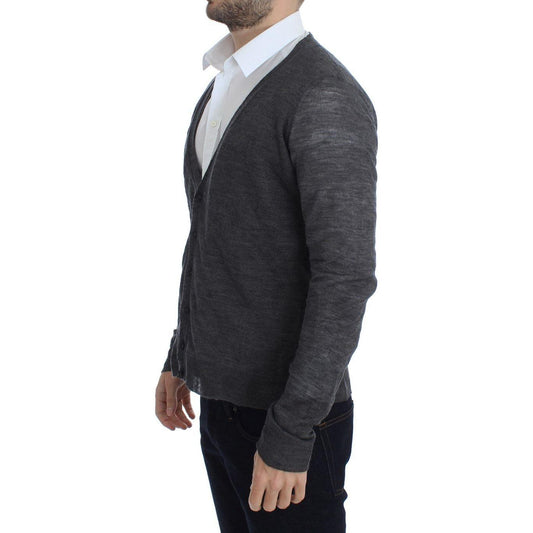 Costume National Elegant Gray Wool Blend Cardigan Sweater Costume National Dark Slate Gray