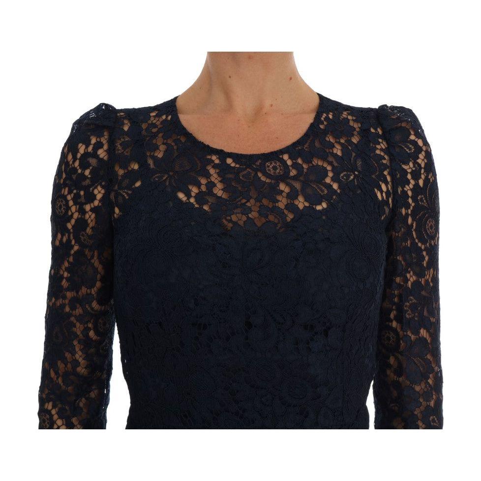 Dolce & Gabbana Blue Taormina Floral Lace Sheath Dress