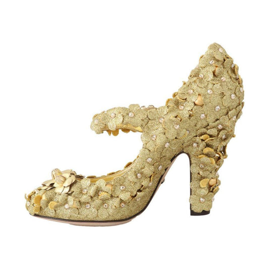Dolce & Gabbana Gold Floral Crystal Embellished Pumps Dolce & Gabbana Dark Khaki