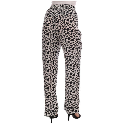 Dolce & Gabbana Black White Polka Dottes Silk Pants