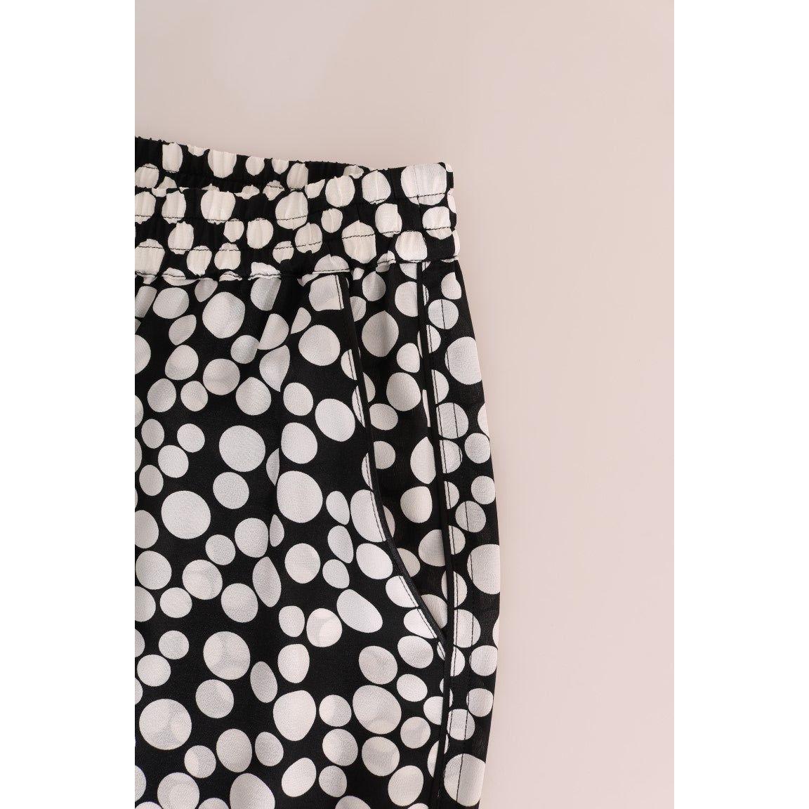 Dolce & Gabbana Black White Polka Dottes Silk Pants