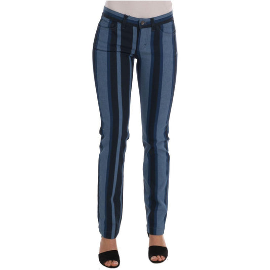 Dolce & Gabbana Chic Blue Striped Slim Fit Girly Jeans Dolce & Gabbana Dark Slate Gray