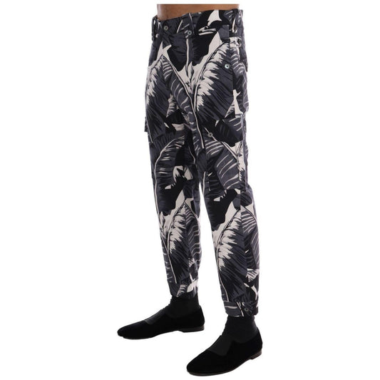Dolce & Gabbana Elegant Capri Casual Pants in Banana Leaf Print Dolce & Gabbana Dark Slate Gray