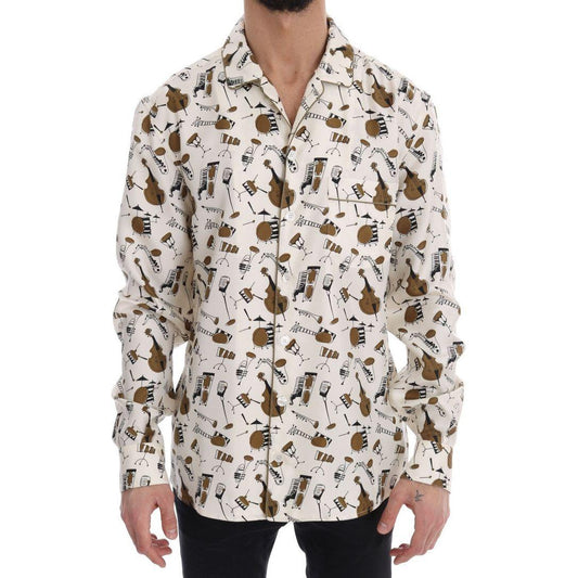 Dolce & Gabbana Exclusive Silk Casual Men's Shirt - JAZZ Motive Dolce & Gabbana Light Gray