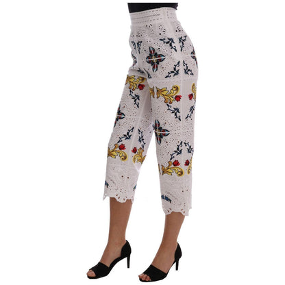 Dolce & Gabbana Mulicolor Majolica Cutout Capri Pants