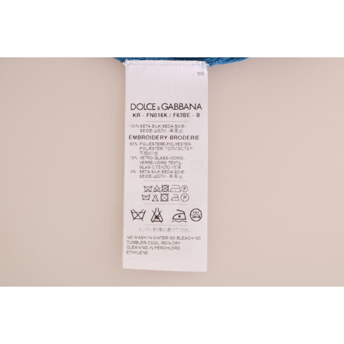 Dolce & Gabbana Blue Silk Love is Pullover Sweater