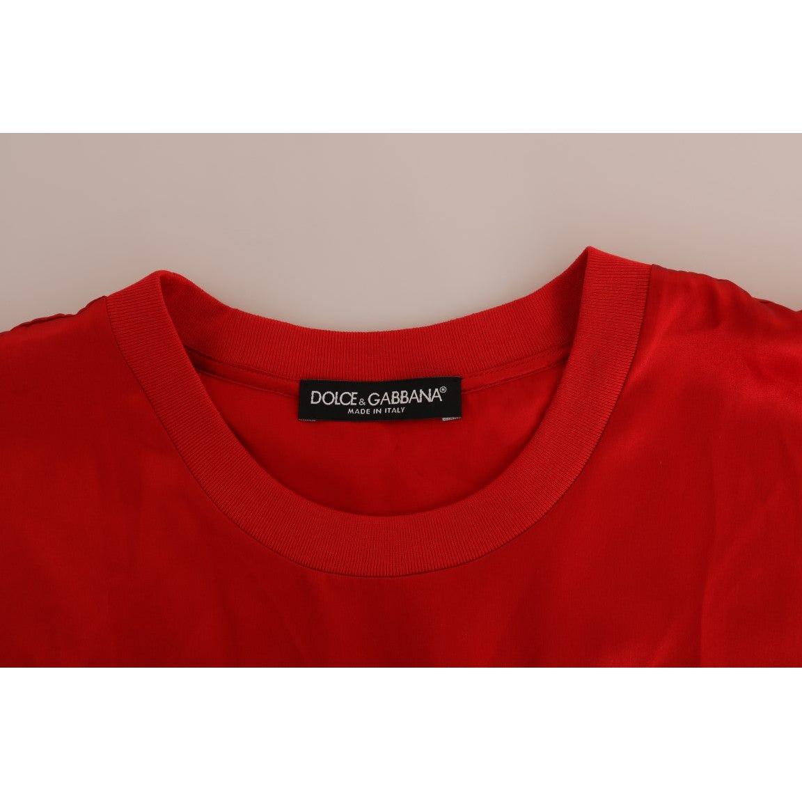 Dolce & Gabbana Red Silk Orange Vase Crystal Top