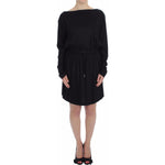 Versace Jeans Elegant Black Silk Blend Shift Dress Dress Versace Jeans Rosy Brown