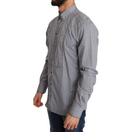 Dolce & Gabbana Elegant Gray Checkered Slim Fit Casual Shirt Dolce & Gabbana Dim Gray