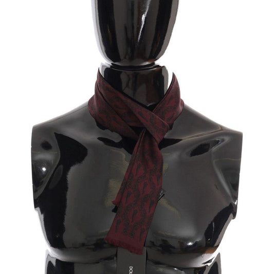 Dolce & Gabbana Silk Bordeaux Crown Chili Print Mens Scarf Silk Scarves Dolce & Gabbana Dark Slate Gray
