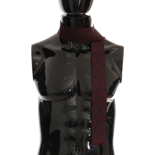 Dolce & Gabbana Silk Bordeaux Crown Chili Print Mens Scarf Silk Scarves Dolce & Gabbana Dark Slate Gray