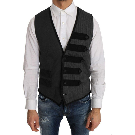 Dolce & Gabbana Elegant Gray Torrero Pattern Formal Vest Dolce & Gabbana Dark Slate Gray