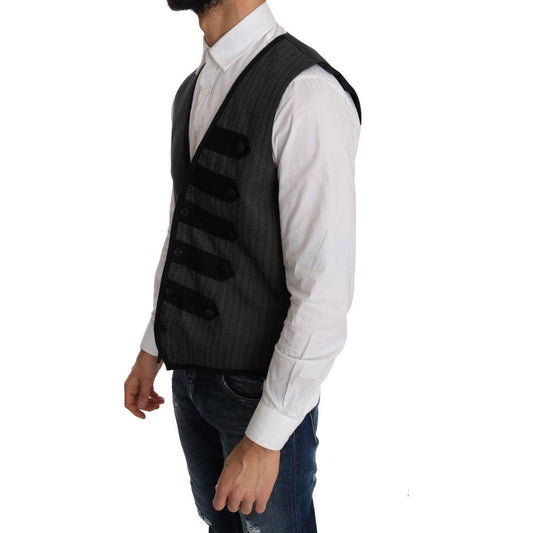 Dolce & Gabbana Elegant Gray Torrero Pattern Formal Vest Dolce & Gabbana Dark Slate Gray