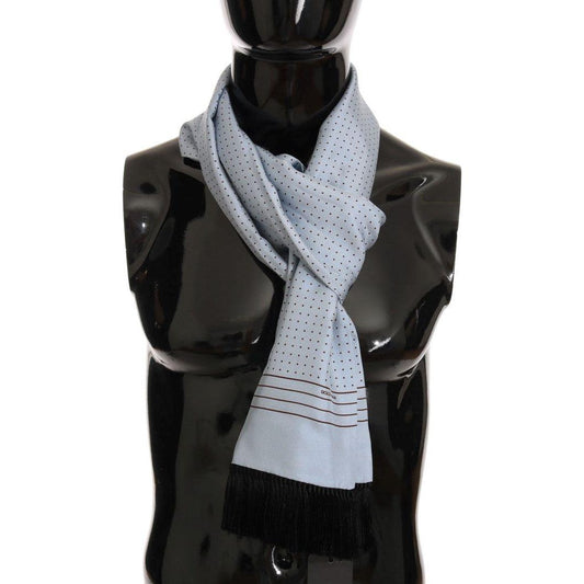 Dolce & Gabbana Elegant Blue Silk Polka Dot Men's Scarf Silk Scarves Dolce & Gabbana Gray
