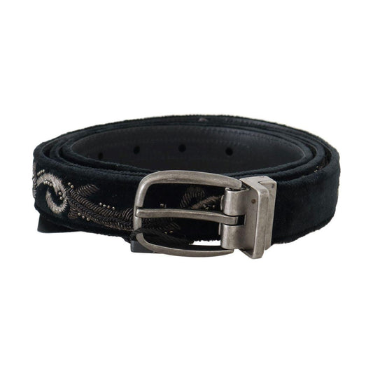Dolce & Gabbana Elegant Black Cotton-Leather Men's Belt Belt Dolce & Gabbana Black