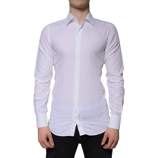 Dolce & Gabbana White Cotton Formal Men GOLD Dress Shirt