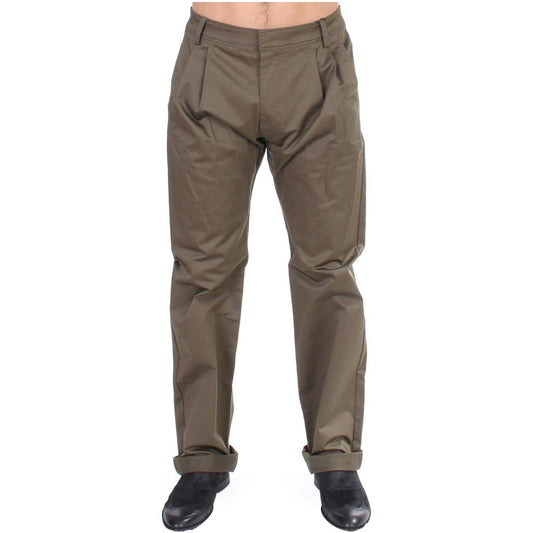 GF Ferre Elegant Green Comfort Straight Fit Pants GF Ferre Dim Gray