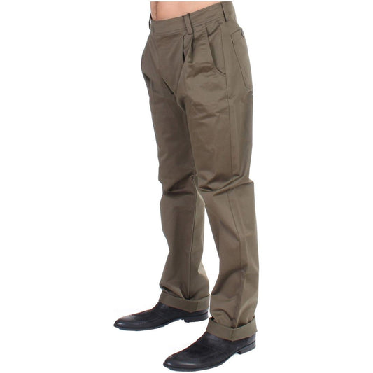 GF Ferre Elegant Green Comfort Straight Fit Pants GF Ferre Dim Gray