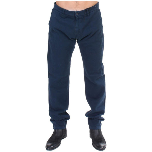 GF Ferre Elegant Blue Cotton Stretch Chinos GF Ferre Dark Slate Gray