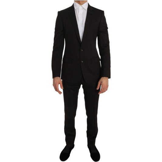 Dolce & Gabbana Elegant Brown Jacquard Martini Suit Suit Dolce & Gabbana Black
