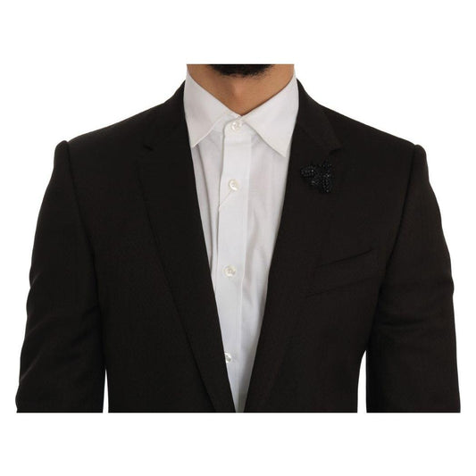 Dolce & Gabbana Elegant Brown Jacquard Martini Suit Suit Dolce & Gabbana Gray