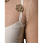 Dolce & Gabbana White Sheer Tulle Bustier Bodycon Midi Dress