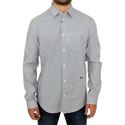 GF Ferre Chic Gray Striped Cotton Casual Shirt GF Ferre Dark Gray