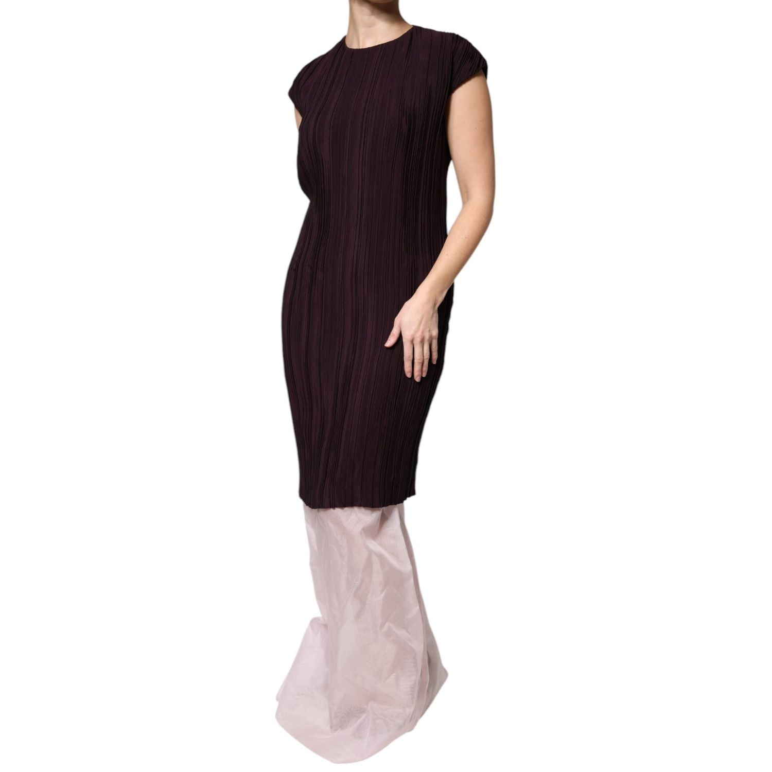 Barbara Casasola Brown Silk Short Sleeves Sheath Maxi Dress