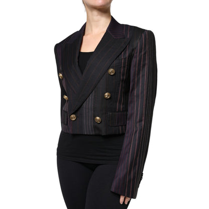 Dolce & Gabbana Multicolor Stripes Wool Cropped Blazer Coat Jacket