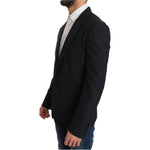 Dolce & Gabbana Gray Striped Wool Jacket Coat Slim Blazer