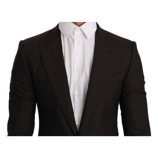 Dolce & Gabbana Sleek Slim Brown Virgin Wool Blazer Jacket Dolce & Gabbana Black