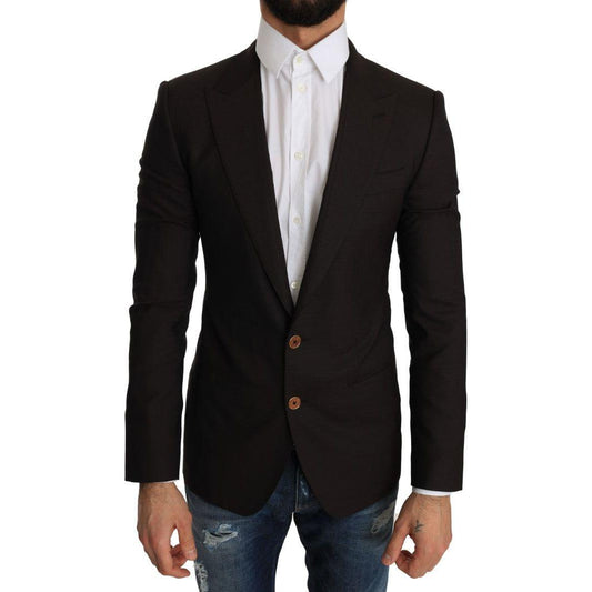 Dolce & Gabbana Sleek Slim Brown Virgin Wool Blazer Jacket Dolce & Gabbana Black