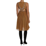 Dolce & Gabbana Crystal Silk Gold A-Line Gown Dress