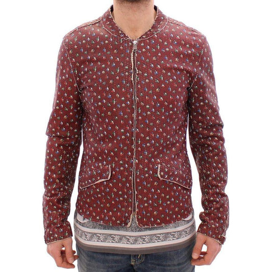 Dolce & Gabbana Exclusive Boxer Print Bordeaux Leather Jacket Coats & Jackets Dolce & Gabbana Saddle Brown