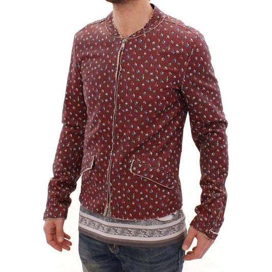 Dolce & Gabbana Exclusive Boxer Print Bordeaux Leather Jacket Coats & Jackets Dolce & Gabbana Dark Olive Green