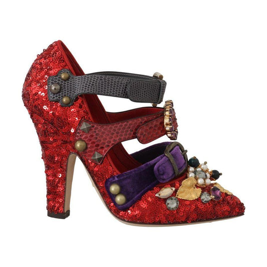Dolce & Gabbana Red Bellucci Alta Moda Embellished Pumps Dolce & Gabbana Saddle Brown