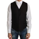 Dolce & Gabbana Elegant Black Silk Blend Formal Vest Dolce & Gabbana Black