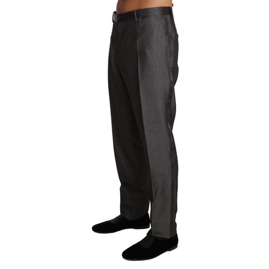 Dolce & Gabbana Elegant Patterned Gray Wool Blend Trousers Dolce & Gabbana Dark Slate Gray